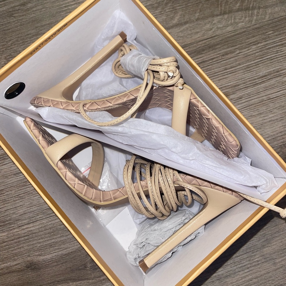 Nude Lace Up heels
